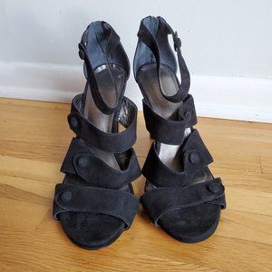 Talbots Estra Black Button Strap Heels Size 9.5